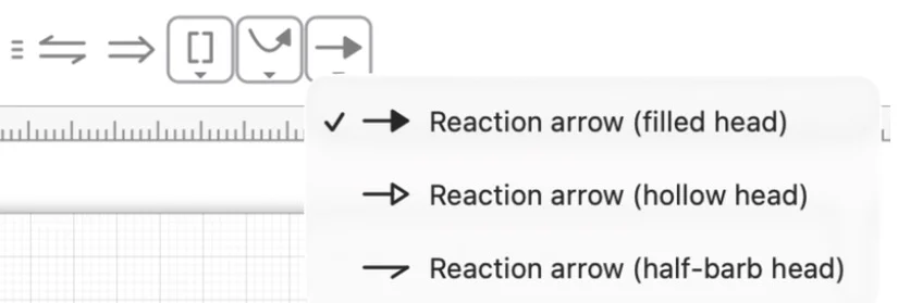 The arrow tools: forward, equilibrium and retrosynthesis arrows, curved arrows and brackets
