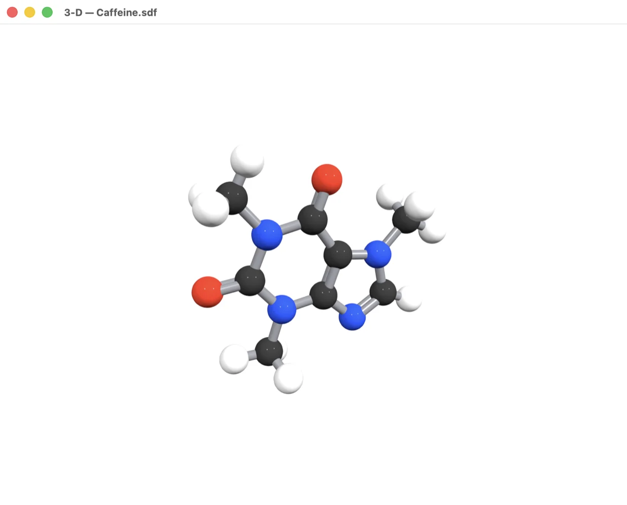 Caffeine in the interactive 3-D viewer